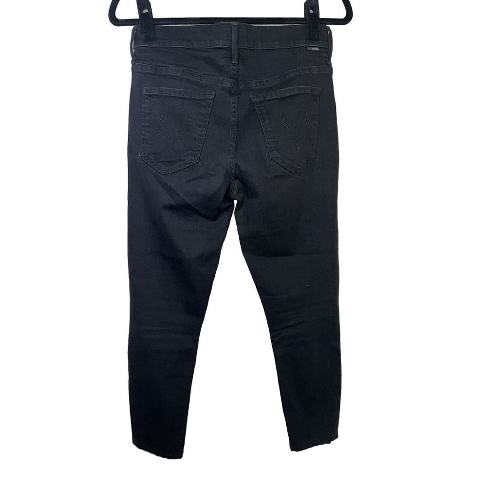 MOTHER Size 27 Stunner Zip Ankle Step Jeans Black-Not Guilty Stretch Denim F1